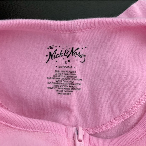 Nick and Nora Womens Pink Fleece Bunny Rabbit Footed Pajamas One Piece Size S - Picture 9 of 13